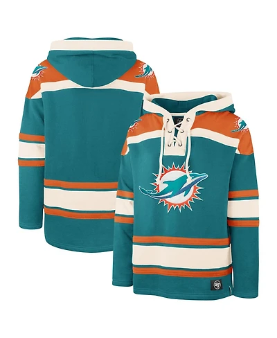 '47 Brand Men's Aqua Miami Dolphins Superior Lacer Pullover Hoodie