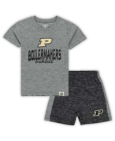 Wes & Willy Toddler 2-Piece Charcoal/Black Purdue Boilermakers Cloudy Yarn T-Shirt and Shorts Set