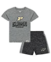 Wes & Willy Toddler 2-Piece Charcoal/Black Purdue Boilermakers Cloudy Yarn T-Shirt and Shorts Set