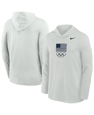Nike Men's Gray Lightweight Dri-fit Long Sleeve Hoodie T-Shirt