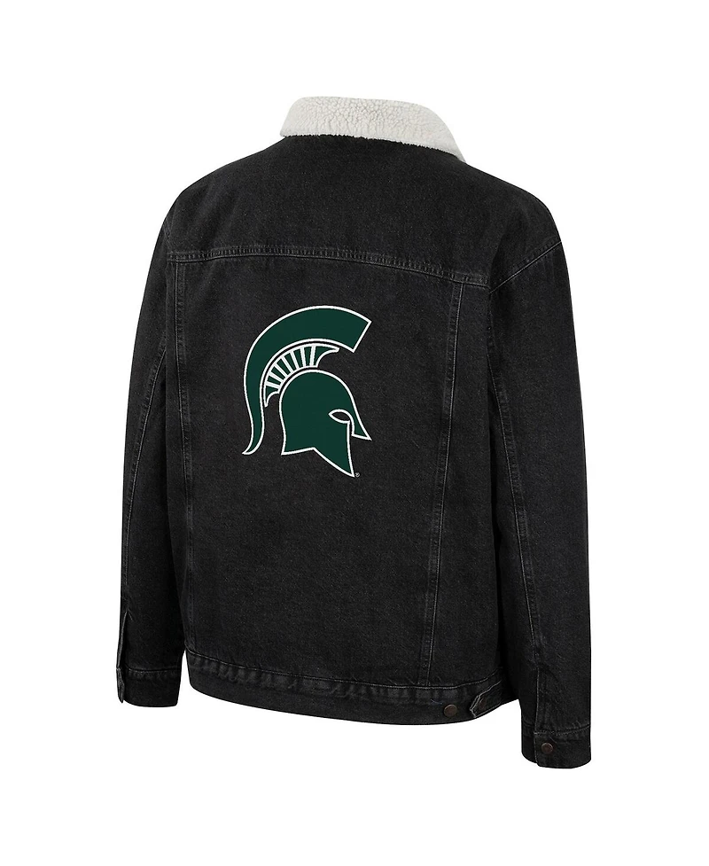 Colosseum x Wrangler Men's Charcoal Michigan State Spartans Western Button-Up Denim Jacket
