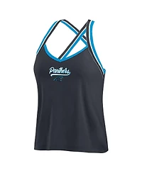 Wear by Erin Andrews Women's Black Carolina Panthers Cross Strap Tri-Blend Tank Top