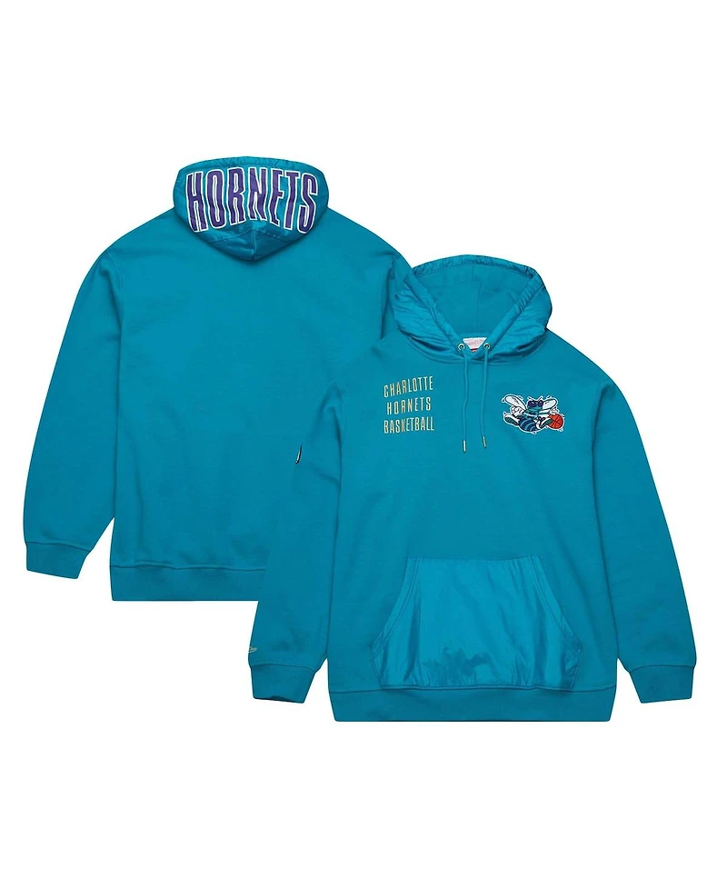 Mitchell & Ness Men's Teal Charlotte Hornets Team Og 2.0 Logo Fleece Pullover Hoodie