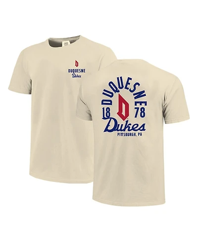 Image One Men's Cream Duquesne Dukes Comfort Colors Mascot Overlay T-Shirt