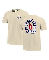 Image One Men's Cream Duquesne Dukes Comfort Colors Mascot Overlay T-Shirt