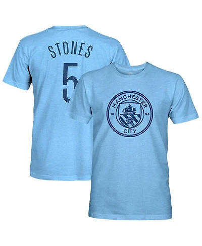 1863FC Men's John Stones Sky Blue Manchester City Player Name Number Twisted Tri-Blend Slub T-Shirt