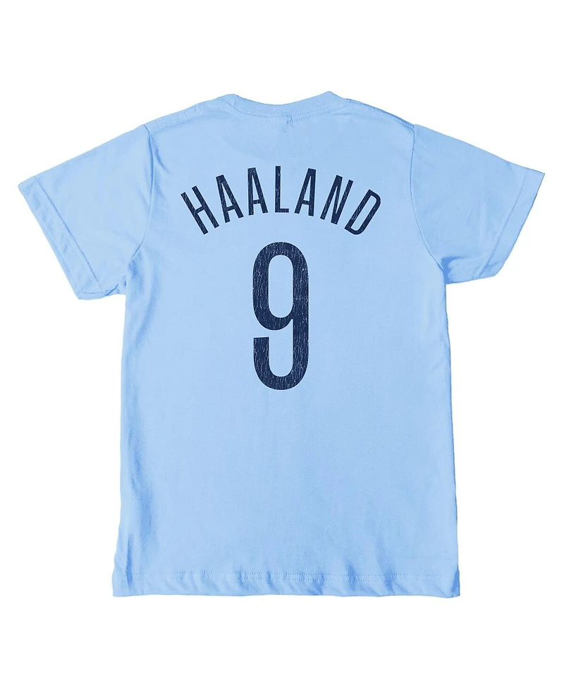 1863FC Big Boys and Girls Erling Haaland Sky Blue Manchester City Player T-Shirt