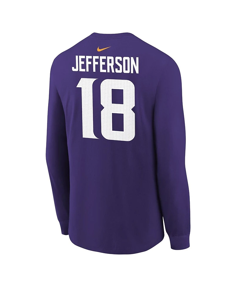 Nike Big Boys and Girls Justin Jefferson Purple Minnesota Vikings Player Name Number Long Sleeve T-Shirt