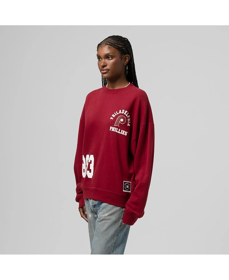 Mitchell & Ness Women's Burgundy Philadelphia Phillies Crewneck Sweatshirt