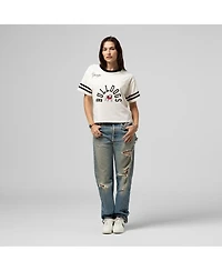 Mitchell & Ness Women's Cream Georgia Bulldogs Cropped Ringer T-Shirt