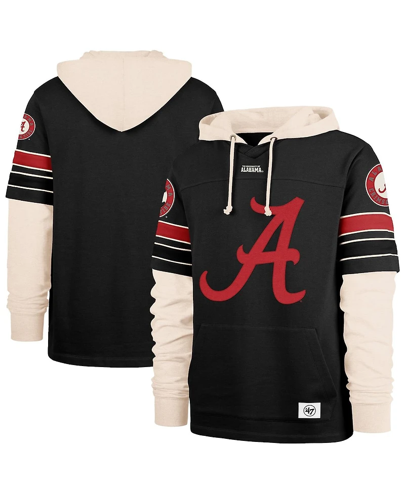 '47 Brand Men's Black Alabama Crimson Tide Split Zone Cornerback Lacer Pullover Hoodie