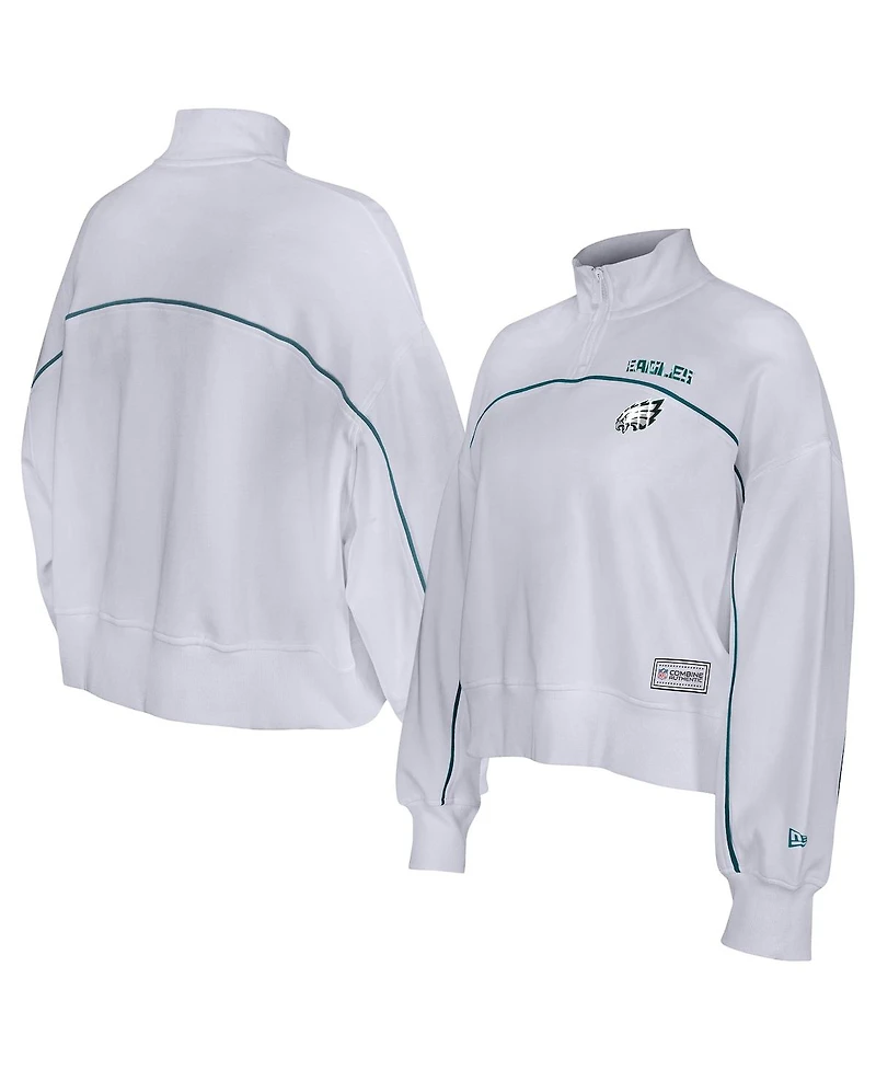 New Era Women's White Philadelphia Eagles Functional Fandom Quarter-Zip Sweatshirt