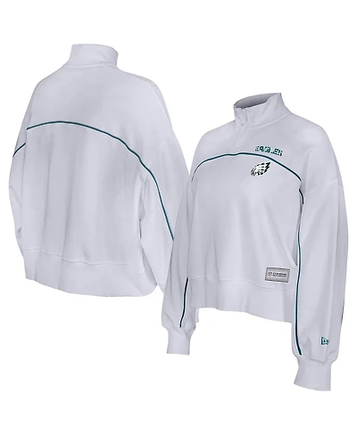 New Era Women's White Philadelphia Eagles Functional Fandom Quarter-Zip Sweatshirt