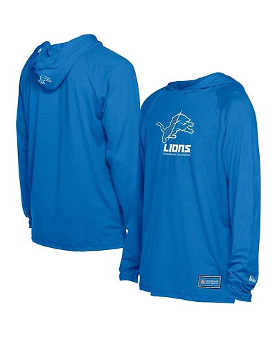 New Era Men's Blue Detroit Lions Functional Fandom Hoodie