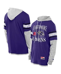 New Era Men's Purple Baltimore Ravens Twofer Layered Long Sleeve Hoodie T-Shirt
