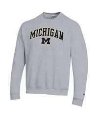 Champion Men's Heather Gray Michigan Wolverines Arch Over Logo Pullover Sweatshirt
