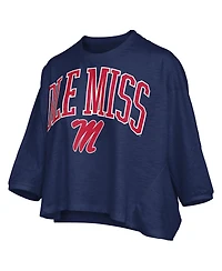Pressbox Women's Navy Ole Miss Rebels Midi Arch Over Logo Oversized T-Shirt