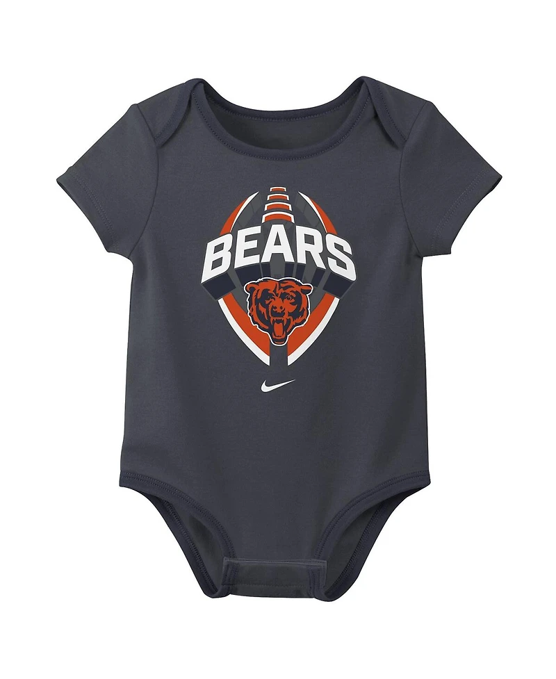 Nike Baby Boys and Girls 3-Pack Chicago Bears Bodysuit Set
