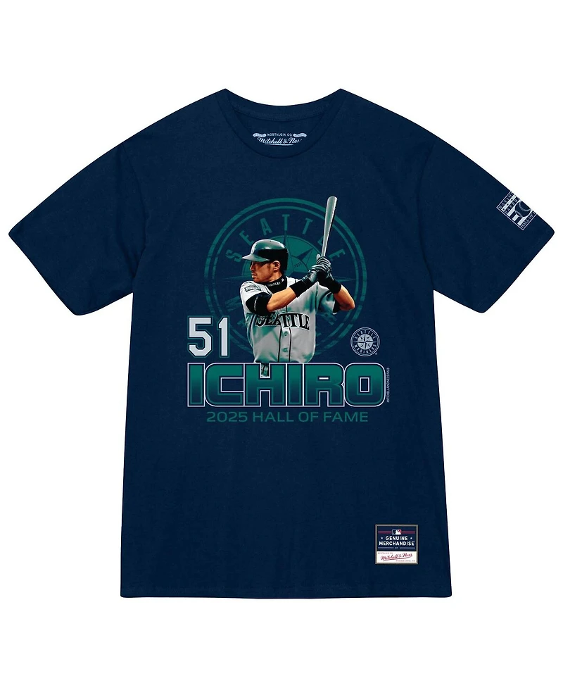 Mitchell & Ness Men's Ichiro Suzuki Navy Seattle Mariners Hall of Fame Hitter T-Shirt
