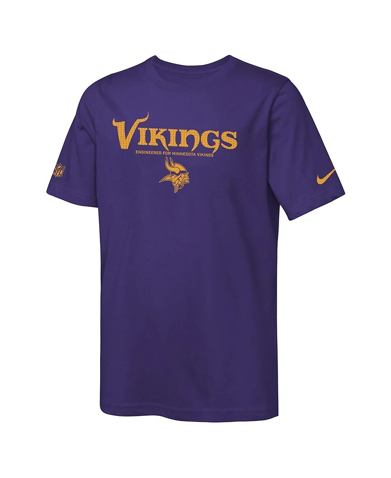 Nike Big Boys and Girls Purple Minnesota Vikings Sideline Team Issue T-Shirt