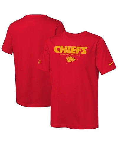 Nike Big Boys and Girls Red Kansas City Chiefs Sideline Team Issue T-Shirt