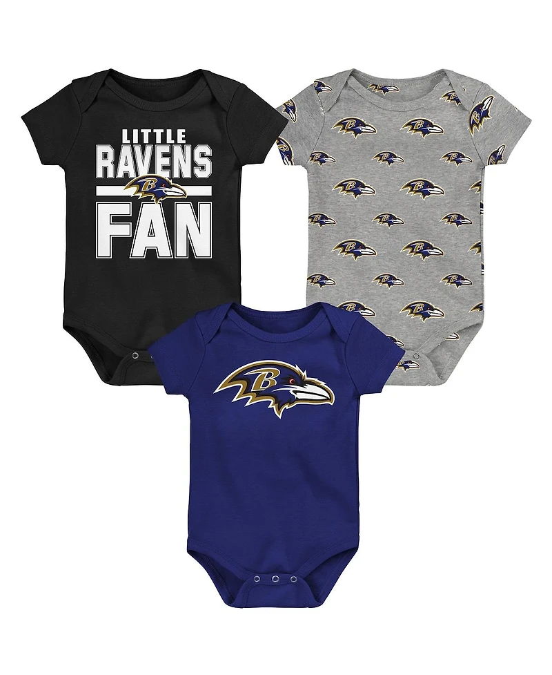 Outerstuff Newborn 3-Pack Baltimore Ravens Little Tike Bodysuit Set