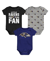 Outerstuff Newborn 3-Pack Baltimore Ravens Little Tike Bodysuit Set