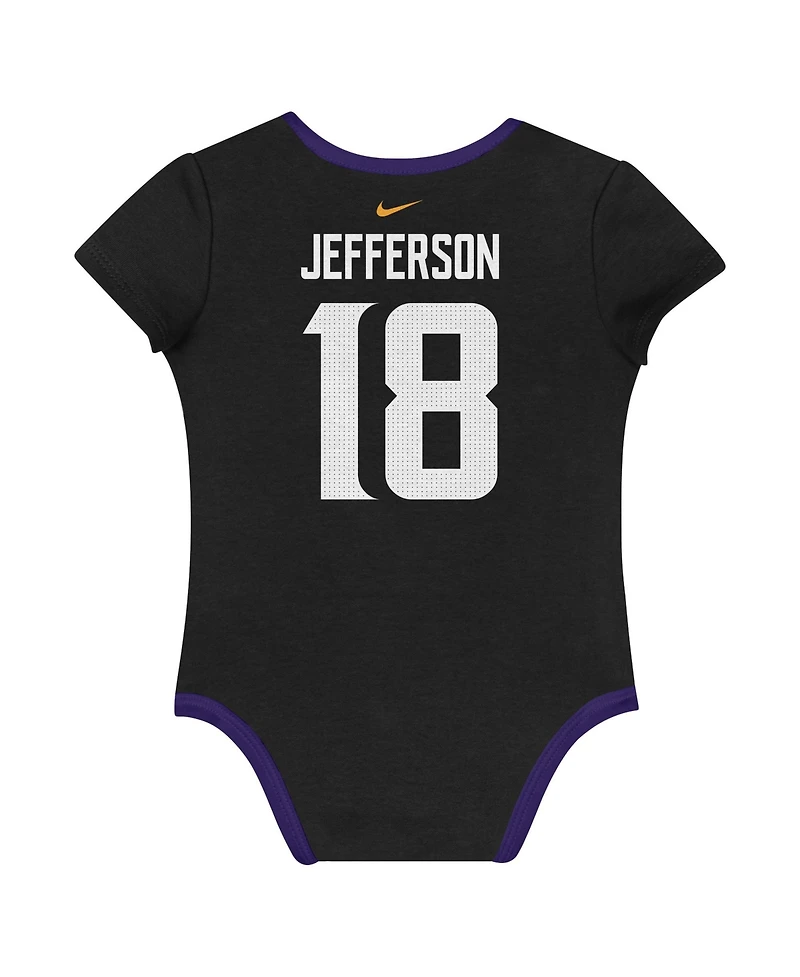 Nike Baby Boys and Girls 3-Pack Justin Jefferson Minnesota Vikings Name Number Bodysuit Set