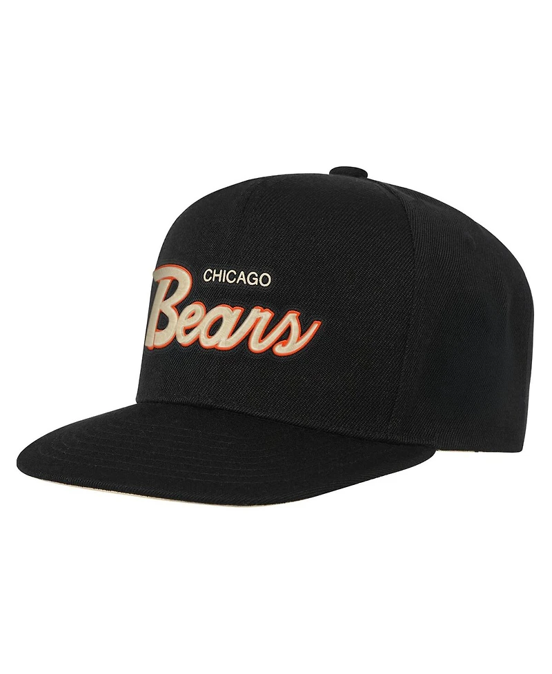 Mitchell & Ness Big Boys and Girls Black Chicago Bears Cream Team Script Snapback Hat
