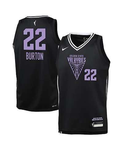 Nike Big Boys and Girls Veronica Burton Eclipse Black Golden State Valkyries Explorer Edition Victory Player Jersey