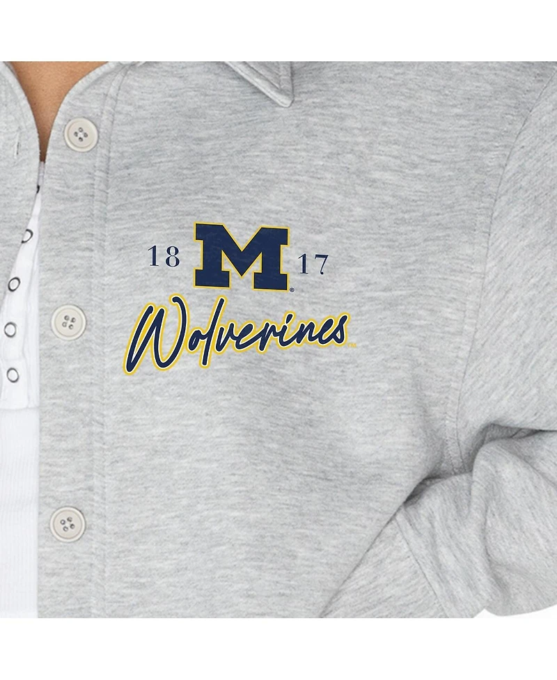 Gameday Couture Women's Ash Michigan Wolverines Foundation Full-Button Long Sleeve Overshirt