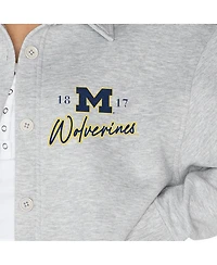 Gameday Couture Women's Ash Michigan Wolverines Foundation Full-Button Long Sleeve Overshirt
