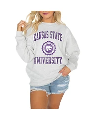 Gameday Couture Women's Steel Kansas State Wildcats Oversized Good Vibes Premium Fleece Drop Shoulder Pullover Sweatshirt