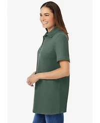 Woman Within Women's Perfect Short-Sleeve Polo Shirt