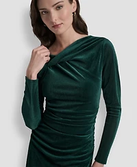Dkny Women's Long Sleeve Asymmetrical Neck Sheath Dress