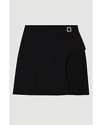 Buckle Detail Pleated Mini Skirt