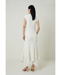 Karen Millen Women's Textured Jersey Dramatic Hem Maxi Dress