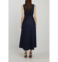 Karen Millen Women's Belted Denim Midi Dress