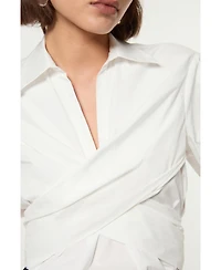 Karen Millen Women's Woven Wrap Balloon Sleeve Blouse
