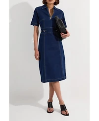 Karen Millen Women's Trim Collared Denim Midi Dress