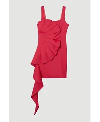 Karen Millen Women's Scuba Drama Ruffle Woven Mini Dress
