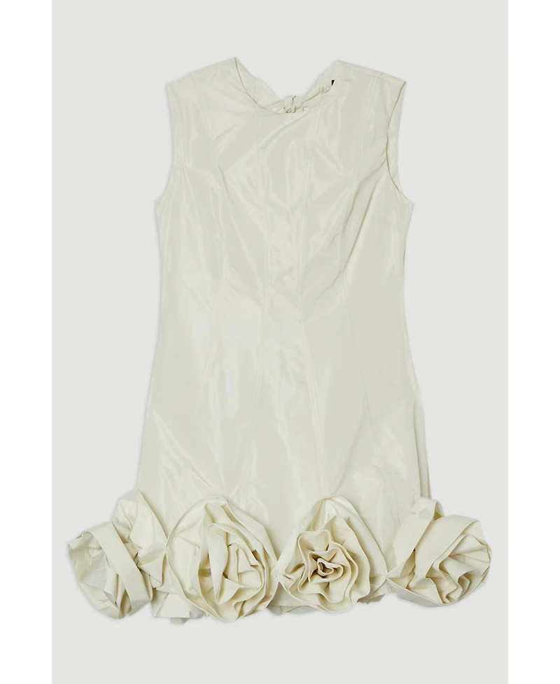 Karen Millen Taffeta Rosette Woven Mini Dress
