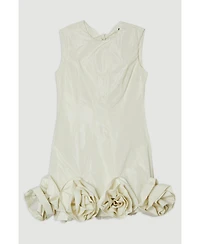 Karen Millen Taffeta Rosette Woven Mini Dress