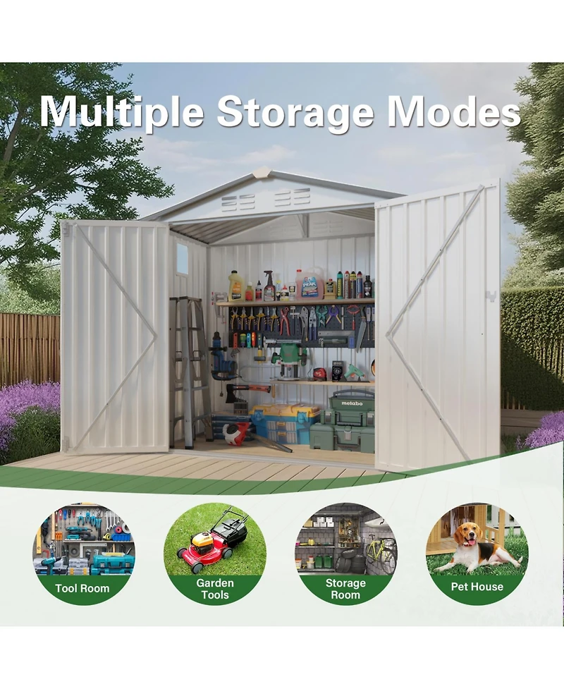 Streamdale Furniture 6x3.5ft Metal Storage Shed Window Lockable Door - White/Gray
