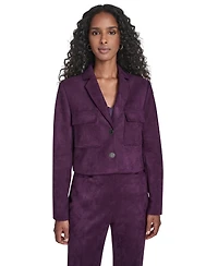 Calvin Klein Women's Suede Cropped Two Button Jacket