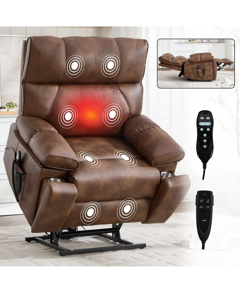 Boyel Living Massage Dual Motor Infinite Position Recliners Electric Lift Chair with Cup Holders and Power-Remote