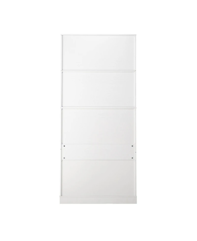 Streamdale Furniture 72" Fluted Pantry Cabinet - Keyboard Drawers & Adjustable Shelves White