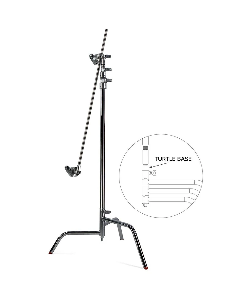 Matthews 40" C+ Stand with Turtle Base, Grip Head and Arm, Chrome, 3-Pack, Bundle with Slinger L6 BigBag Rolling Kit Bag
