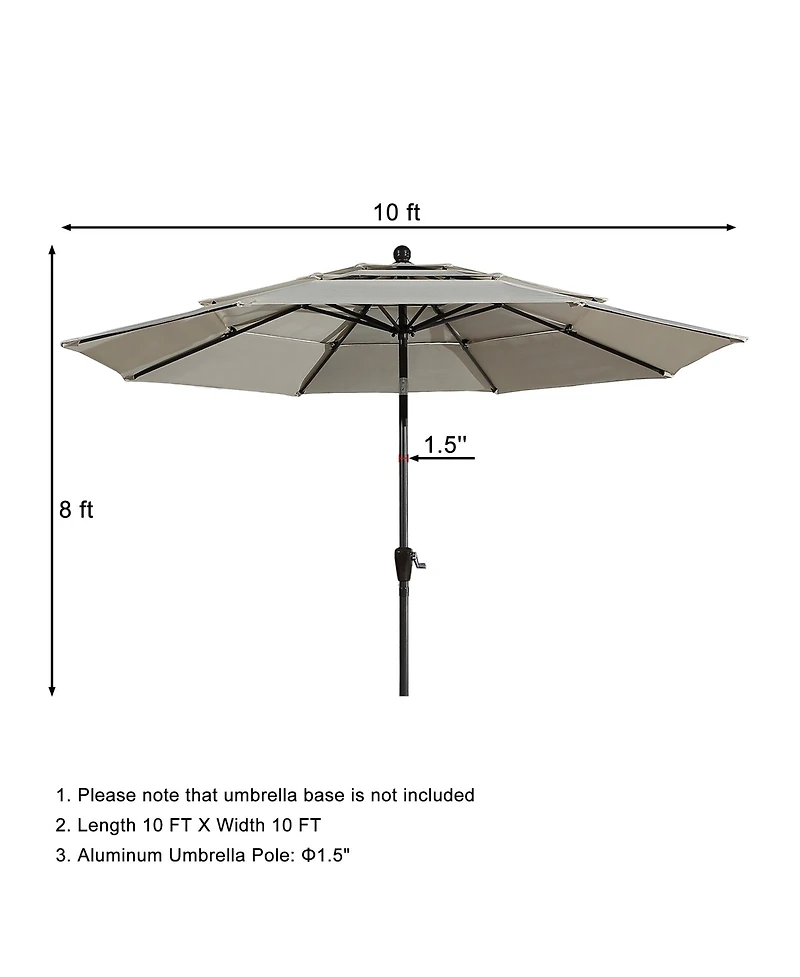 Clihome 3-Tier Patio Umbrella,10ft Outdoor Table Umbrella Large Pool For Deck, Pool, Garden, Patio，Red
