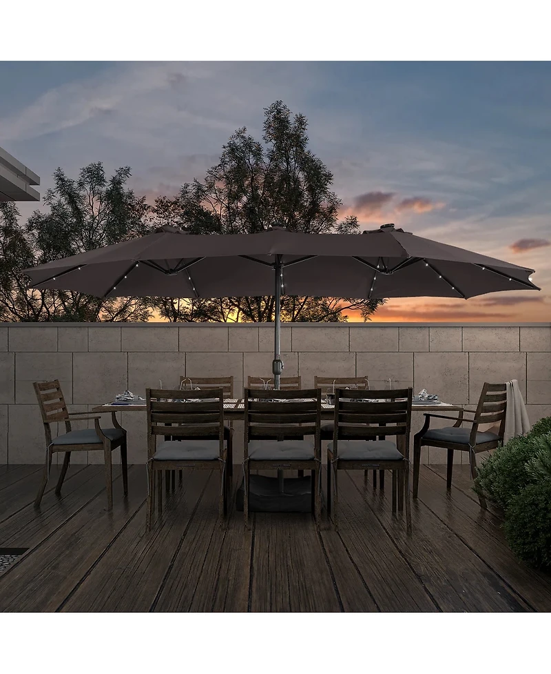 15ft Patio Umbrella with Base Included and Led lights, Outdoor Market Extra Large Umbrella, Pool For Deck, Pool, Garden, Lawn
